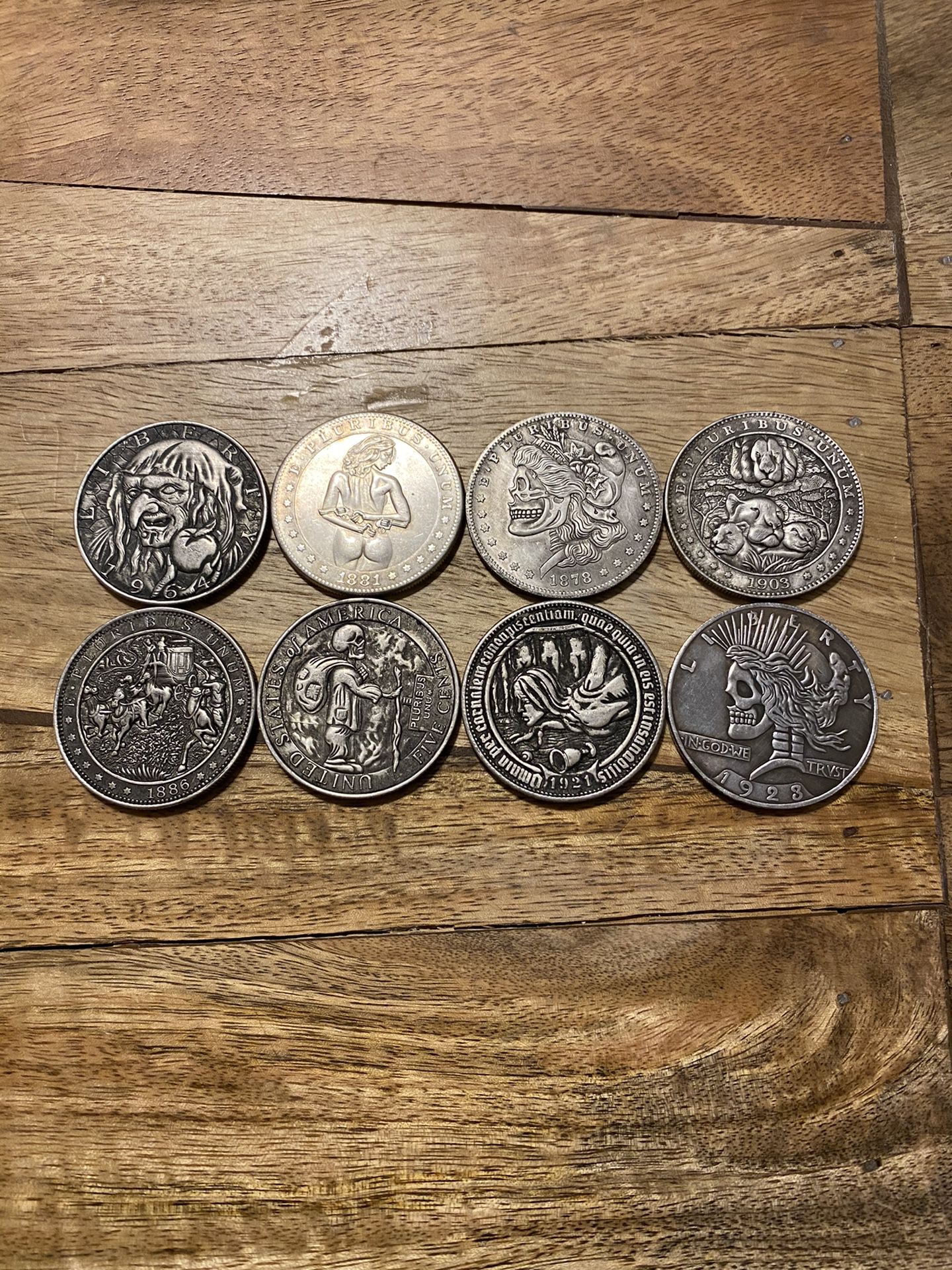 8 Skull Silver Morgan & Peace Dollar Coins