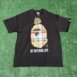 Bape X Burberry Print Black Tee Brand New Never Worn