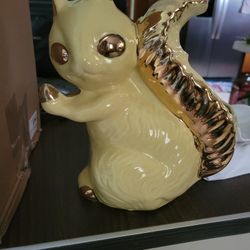 1960s Squirrel Pottery Planter 24k Gold