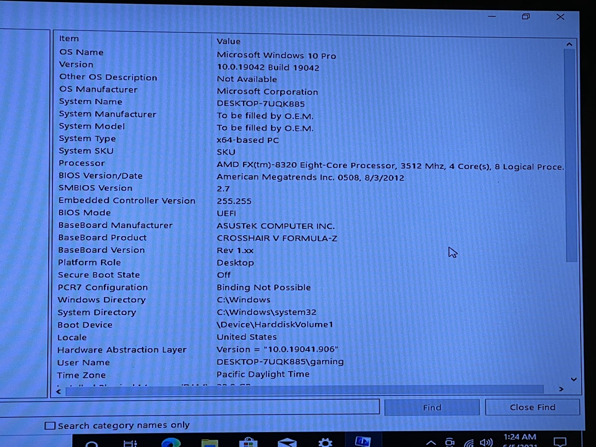 pc Gaming Amd Fx (Tm) -8320 Eight- Core Processor 3512MHz 4 Core (s) 32GB RAM 256GB SSD 1TB HDD WINDOWS 10 And Working Good