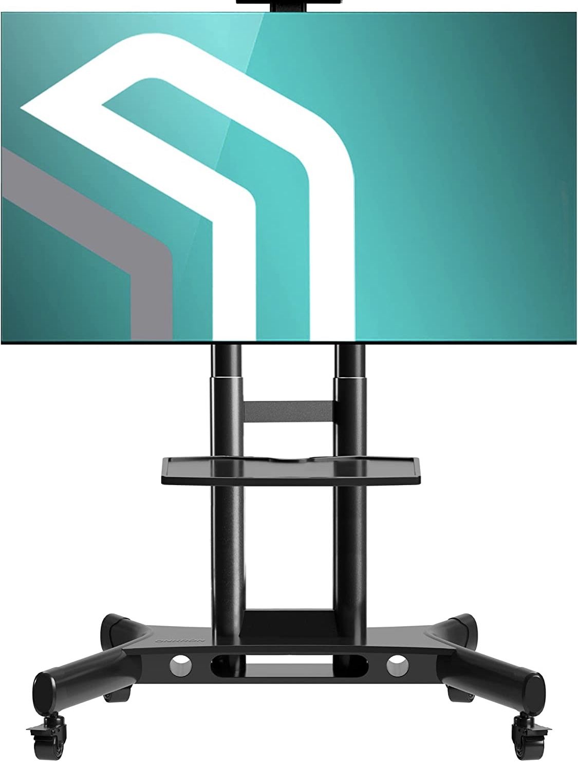 ONKRON Portable TV Stand with Wheels - Rolling Adjustable TV Stand for 40-70 Inch Screens Flat & Curved - Mobile TV Stand for TVs up to 100 lbs - Roll