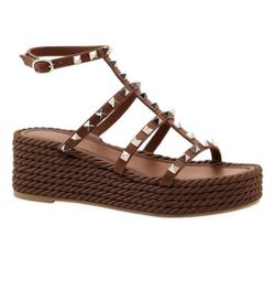 Valentino New W Box Wedge Platform Espadrilles