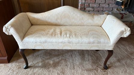 Vintage Upholstered Window Bench/Settee - Cream