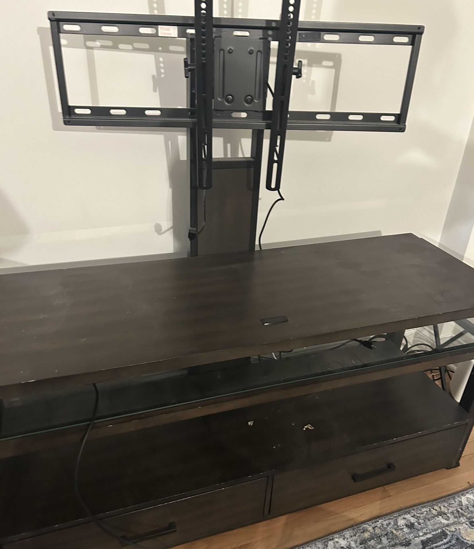 Floating Tv Media Stand Wood Glass Metal 