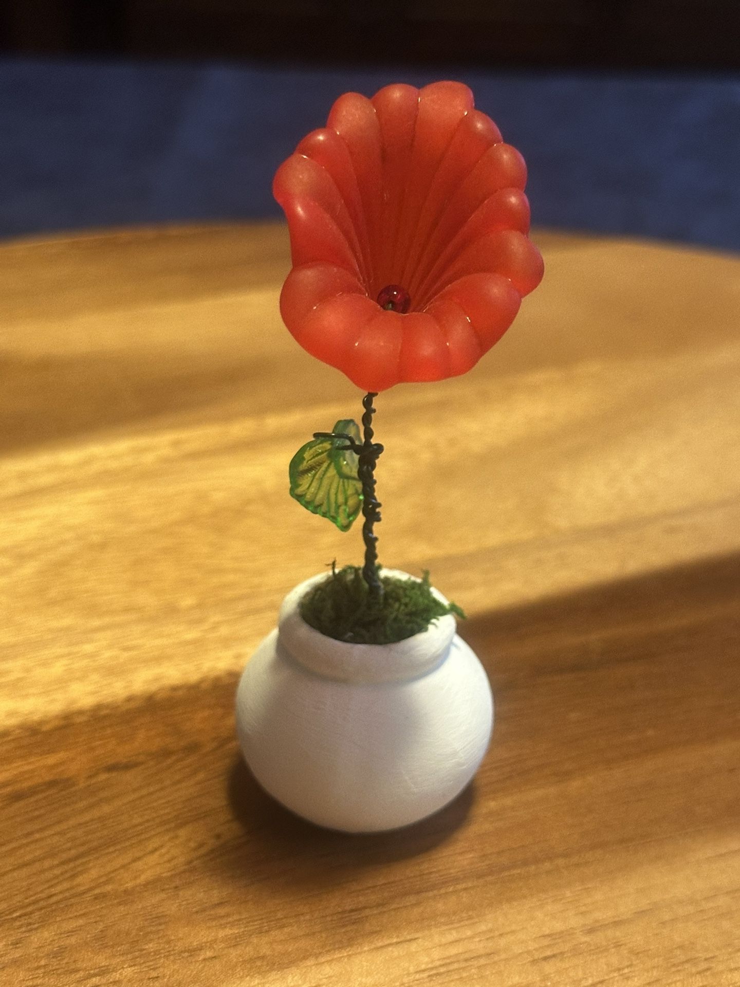 Handmade Miniature Beaded Flower In Pot