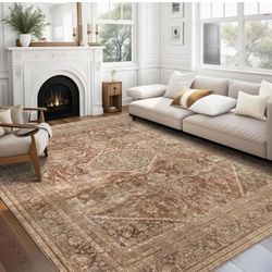 vivorug 4x6 Rug, Small Area Rug for Living Room, Bedroom, Kitchen, Machine Washable Non-Slip Throw Rug, Vintage Carpet for Entryway Nursery Coffee Tab