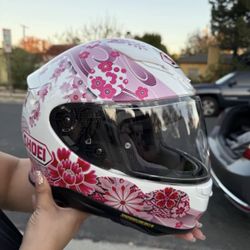 Cherry Blossom SHOEI Z-7 HARMONIC Full Face Helmet, Pink/White, Size Small