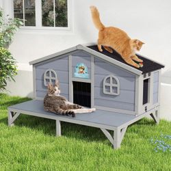 "Wooden Cat Enclosure with Large Platform and Waterproof Roof Cat House, NEW 
C5-73N
Brand new in box "