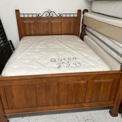Queen Size Mattress And Box Spring With Bed Frame 🚚 Free Delivery 🚚