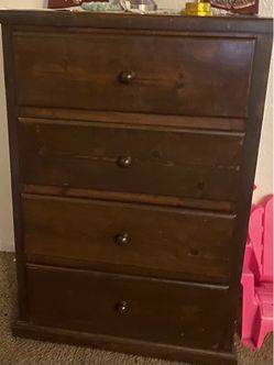 Dark Brown Wood 4-Drawer Dresser