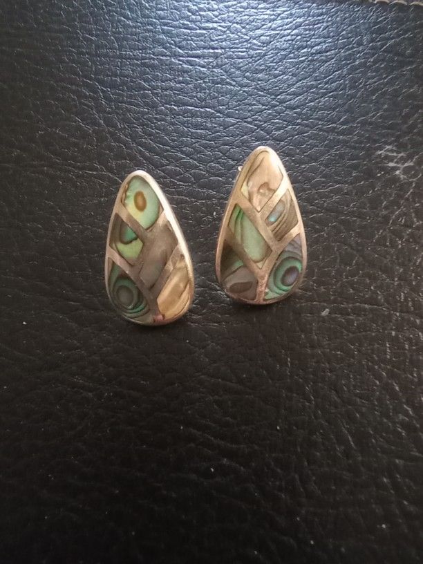 Sterling Silver And Abalone Earrings