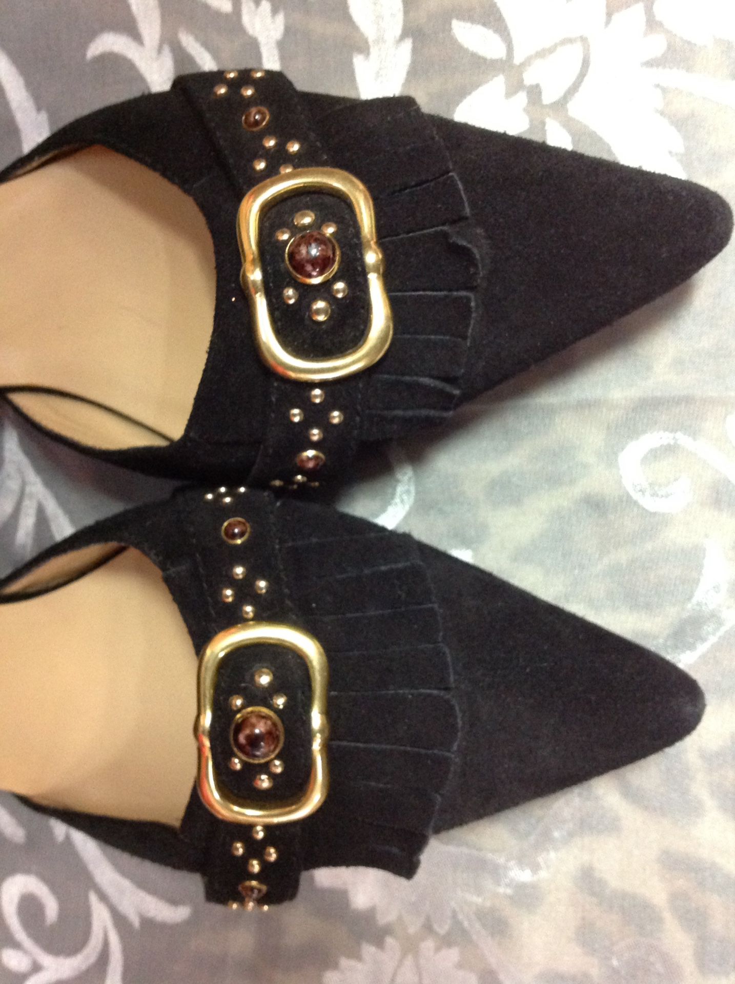 Michael Kors black slip on no backs half inch heel shoes size 6 1/2