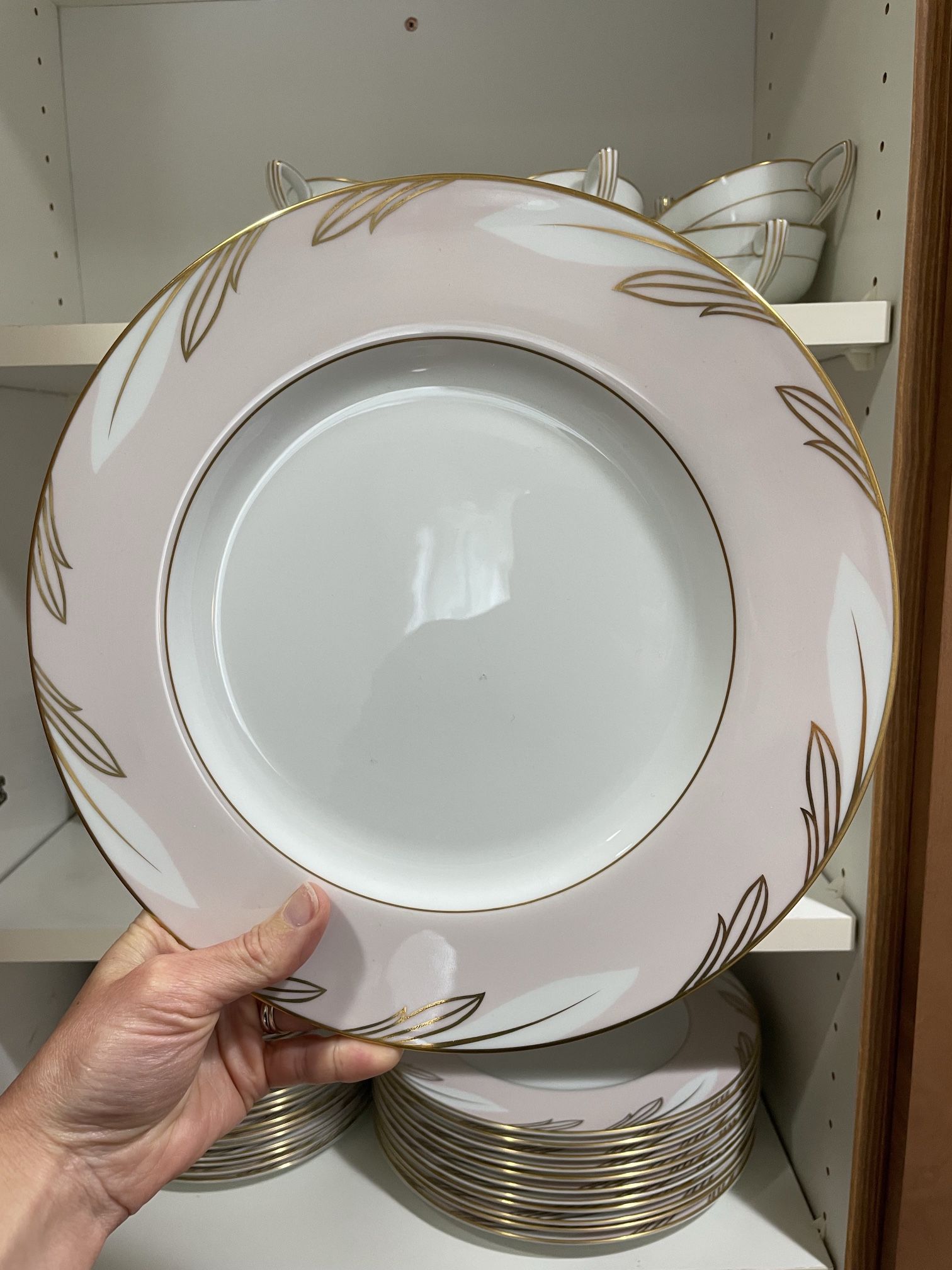 Noritake Fine China AURORA Pink & Gold Service for 12 - 80+ Pieces - Mint Condition