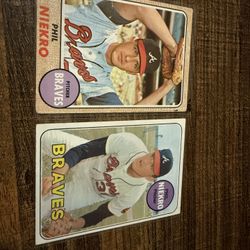 1968 & 1969 Topps Phil Niekro Baseball Cards HBV $70 Atlanta Braves HOF Pitcher 