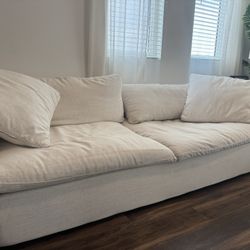Living Spaces Linen Sofa and Oversized Chair