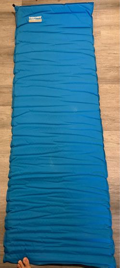 VTG Therm A Rest Light Blue & Brown Air Fill Sleeping Camping Pad 25” W - 77” L