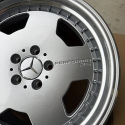 18” Mercedes Benz Performa 25 Aero 3 Style Wheels Rims For R107 W124 R129 W201 New 4X Staggered Set 18x8.0/9.0 +35/40 (5x112) Silver / Machined Lip 