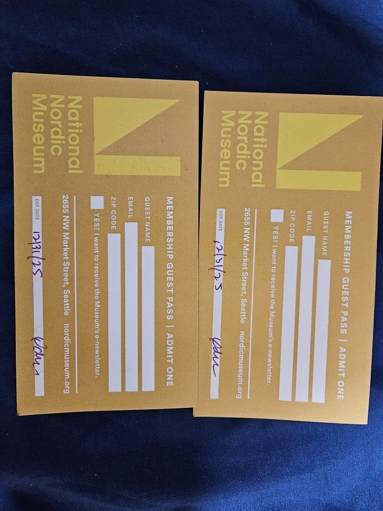 2 Tickets To Nordic Art Meusum Seattle 