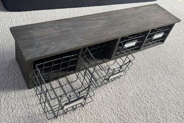 Wooden Shelf Organizer With Baskets