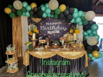 Party decorations, balloons, balloons garland, man decorations, candy table, back drop ,
