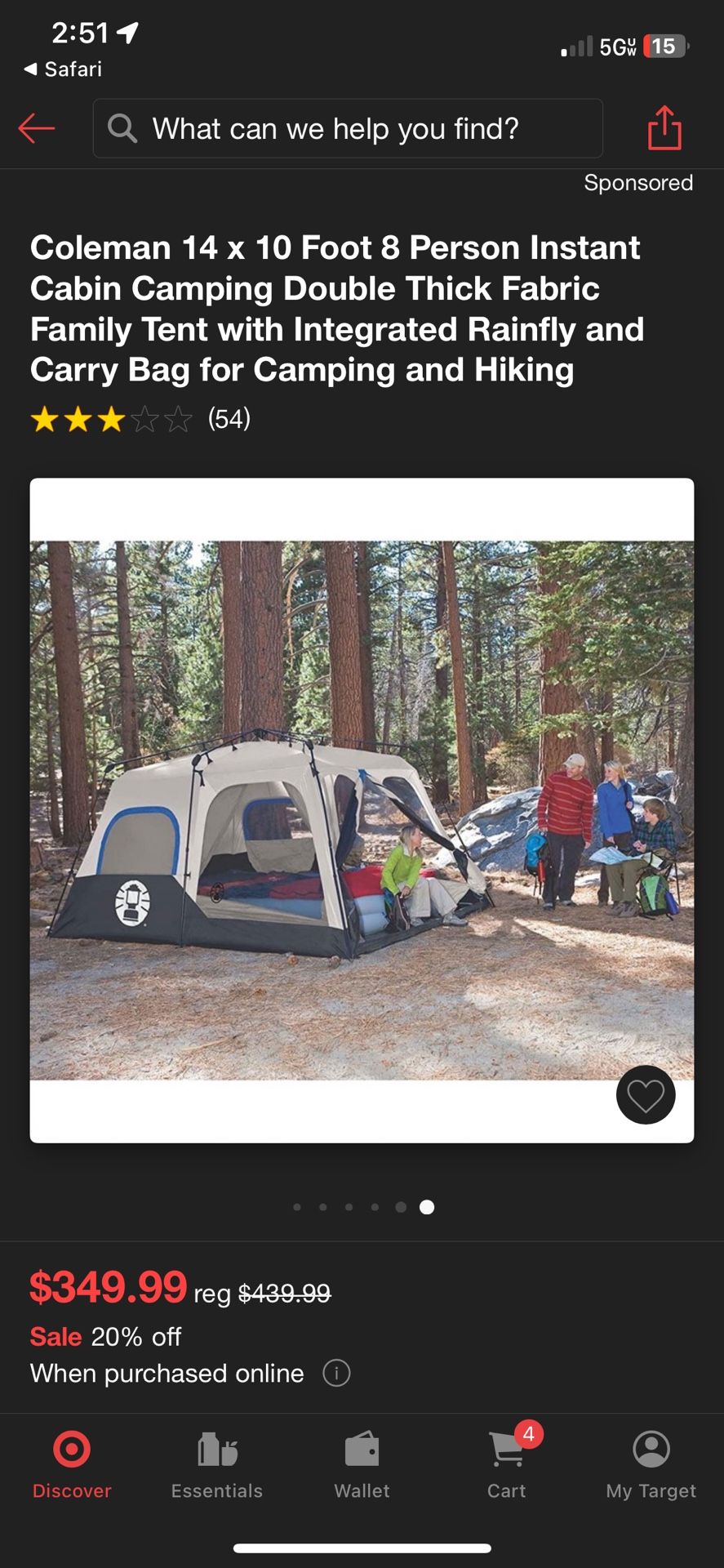 Coleman Instant Camping Tent