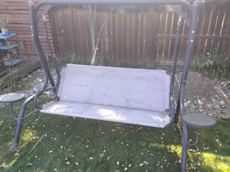 Outdoor Patio Swing Bench with Side Tables