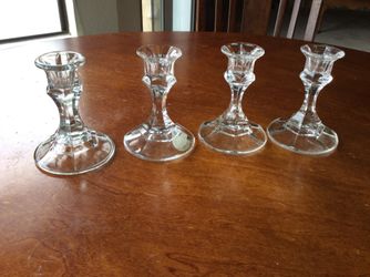 4 Cristal candle holders, each set has 2 for $10 a set