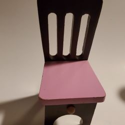 6" Small Doll Style Wood Brown Pink Chair For Stuff Animals 