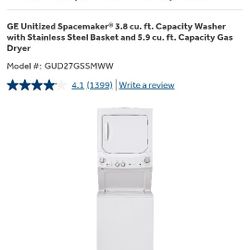 GE Stacked Washer And Dryer 