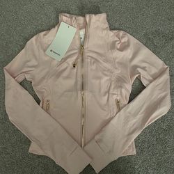 Pink cropped Lululemon jacket gold zipper