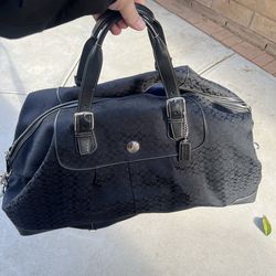 Coach weekender travel duffle leather and canvas  bag