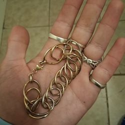 7/7.5" Two Tone Sterling Silver Bracelet 