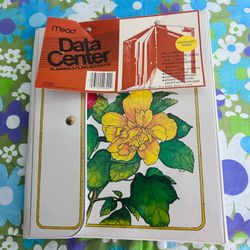 Vintage Mead Data Center  3-Ring Binder Retro 1980s Floral Pattern New old stock  School / work binder planner