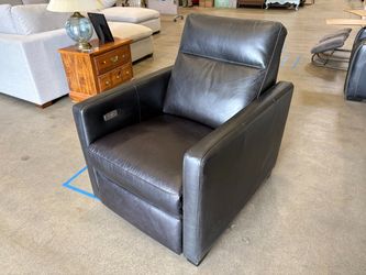 WEST ELM Harris Power Recliner in Black Ludlow Leather