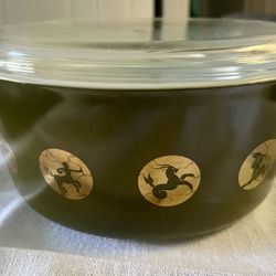 RARE VTG Pyrex 1961  Promo Zodiac Signs Green And Gold Casserole Dish 2.5 qts