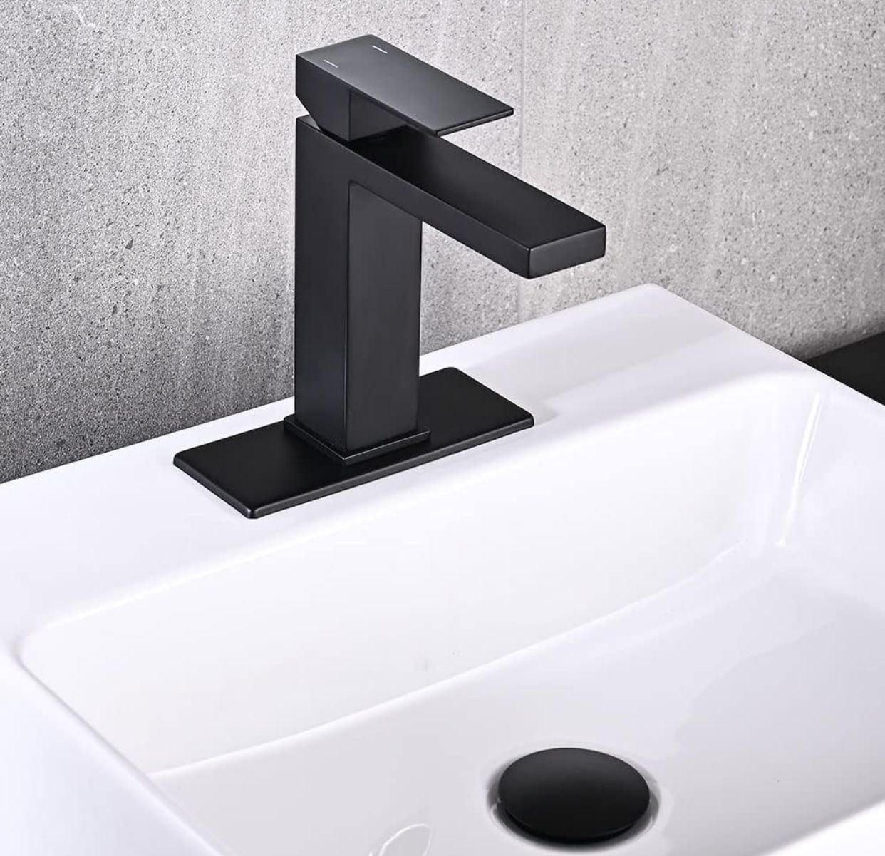 Matte Black Bathroom Faucet, Single Hole Vanity Bath Faucet, Single Handle Modern Stainless Steel Bathroom Faucets for Sink 1 Hole with Pop Up Drain S