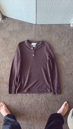 goodfellow brown long sleeve henley thermal shirt