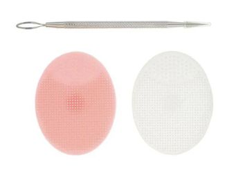 The Crème Shop: What Acne? Silicone Facial Cleansing Pads — Pink & White (2-Pack)