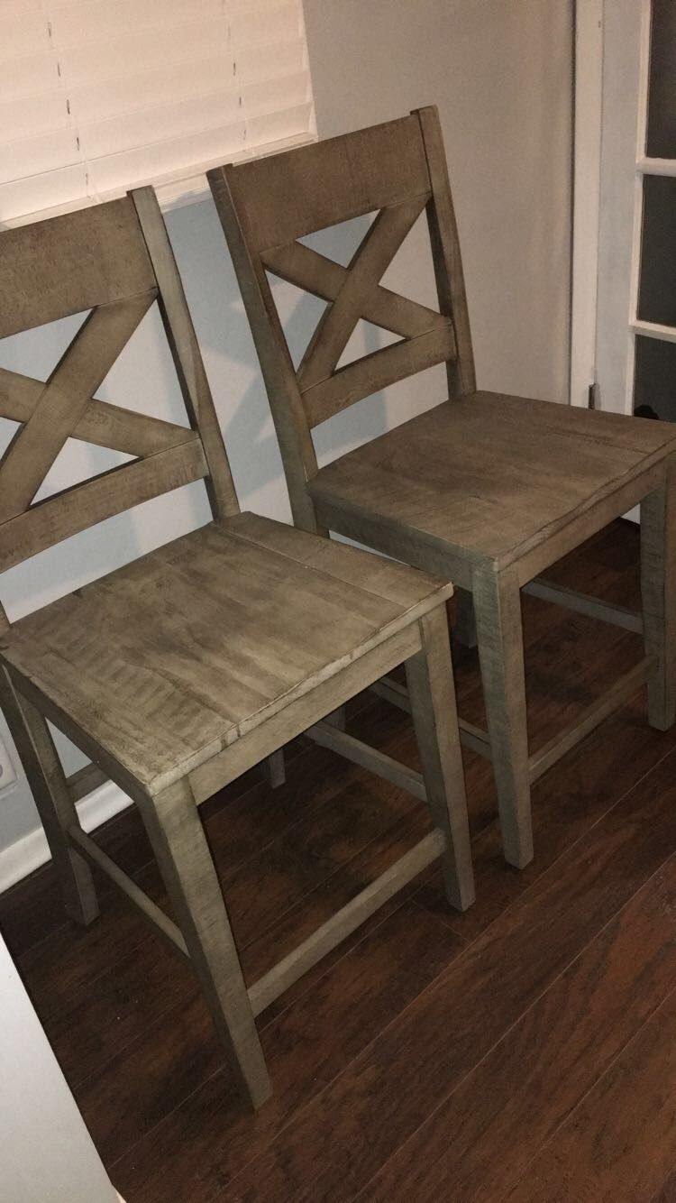 Modern pair of two rustic stool chairs 24” $80 price not negotiable firm