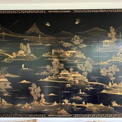 Hand Painted CHINOISERIE GILT LACQUER Panel 87x60