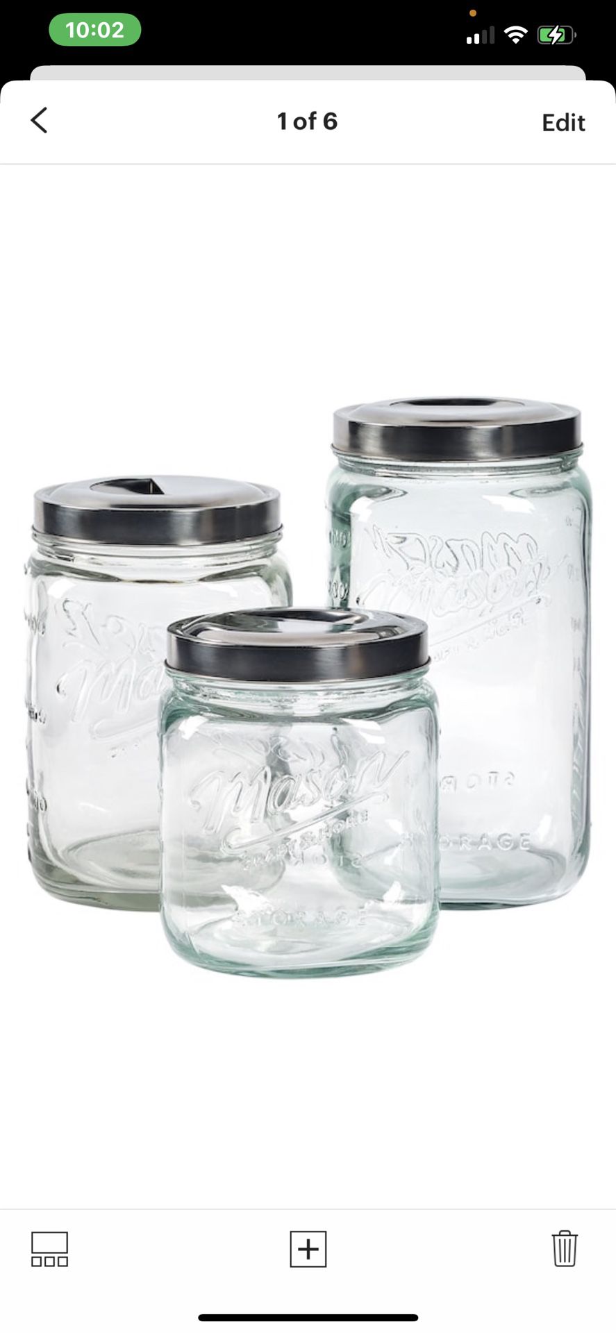 Mason Craft & More Glass Pop-Up 3 Piece Storage Jar Set