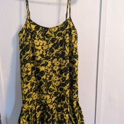 Urban Outfitters Dress: Black & Yellow Flower Print (Size Small)