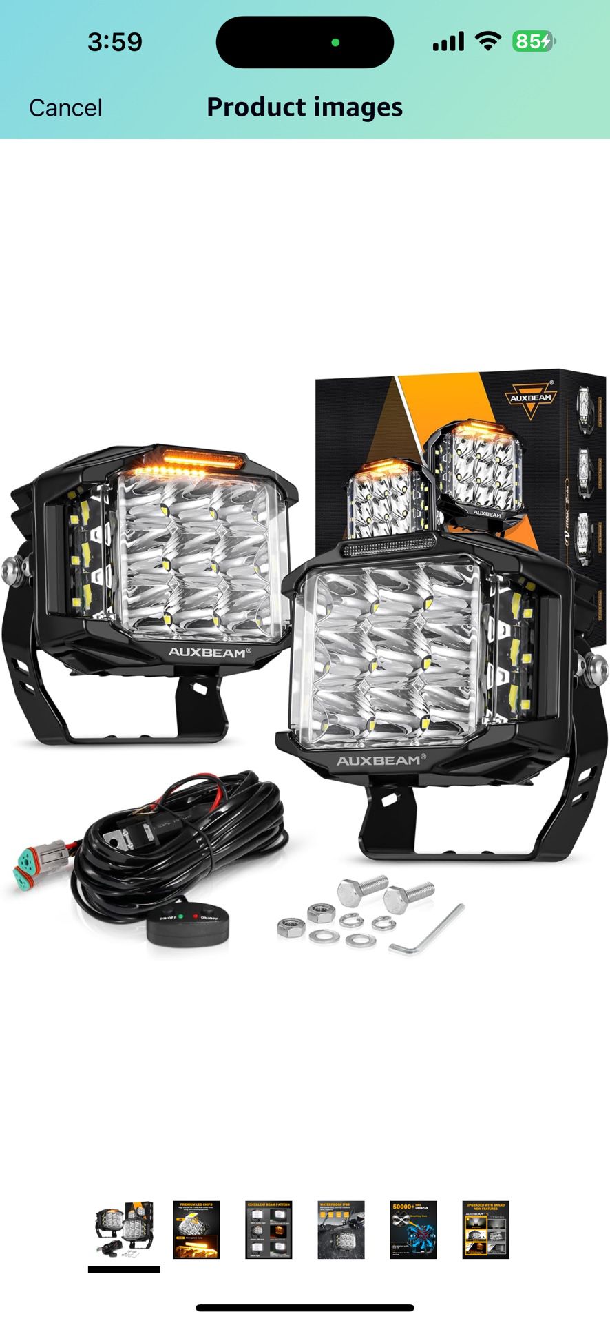 Auxbeam 5 Inch LED Pod Offroad Lights, 168W Super Bright Cube Pods Spot Flood Combo Driving Lights with Side Shooter, V-MAX Series Amber DRL Driving W