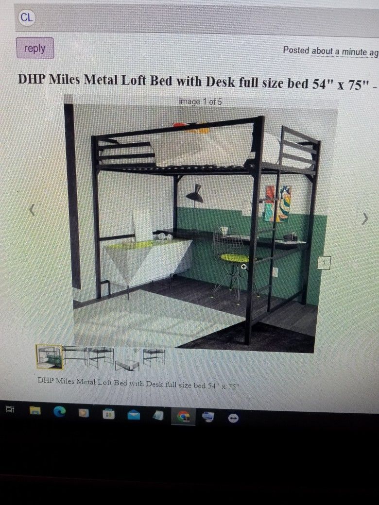 Dhp Miles Metal Loft Bed With Desk Full Size Bed 54 * 75