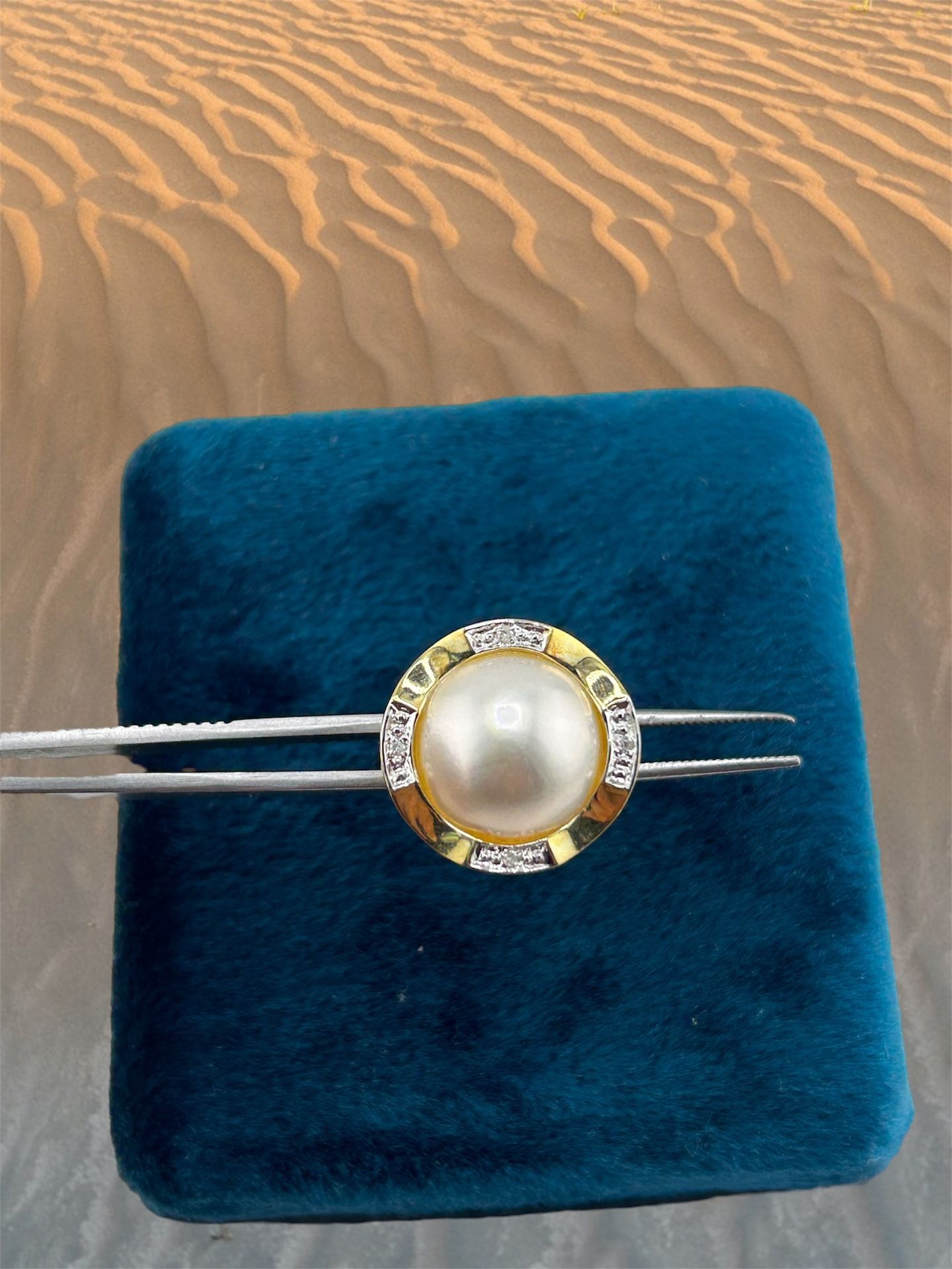 Yellow Gold Pearl & Diamond Ring
