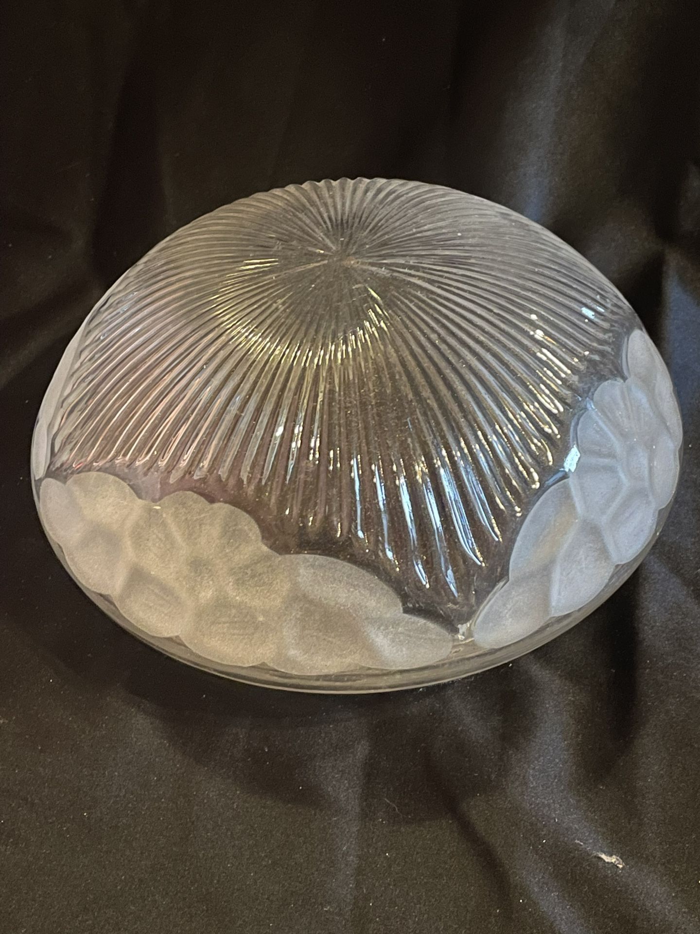 Vintage Glass Light Cover- Frosted With Flower Design