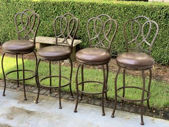 Leather Bar Stools - Matching Set of 4