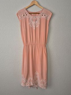 No Brand Womens Light Pink Sundress W/ White Embroidery Flowers Size: Large