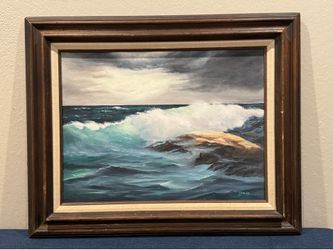 Moody MCM Seascape Oil Painting by California Artist H. Gehlke