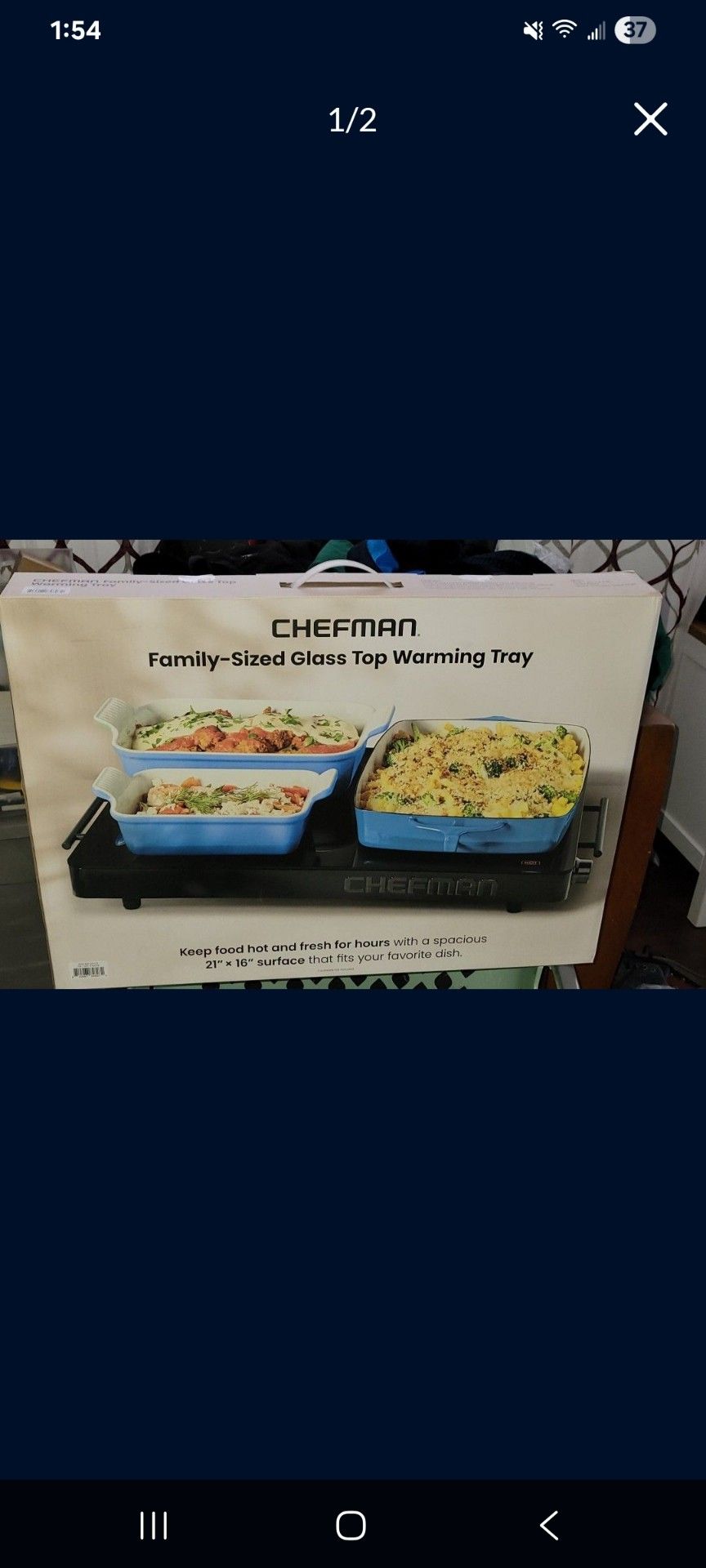 40$ Chefman Family-Sized Glass Top Warming Tray I can deliver